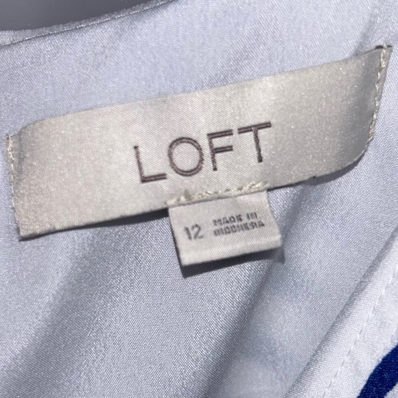 Loft Dress Above The Knee Stripe Belted Fit & Flare Wrap Dress V-Neck Sleeveless - Picture 4 of 8